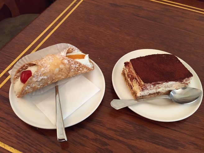 Tiramisu and a cannoli, because we are in Italy after all!
